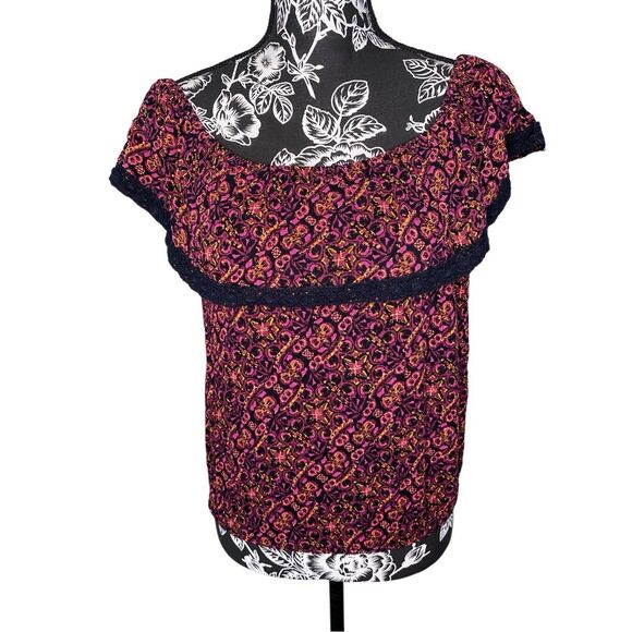 Mossimo Off The Shoulder Top Boho Bohemian Hippie Geometric Tribal Summer Beach - Picture 1 of 10